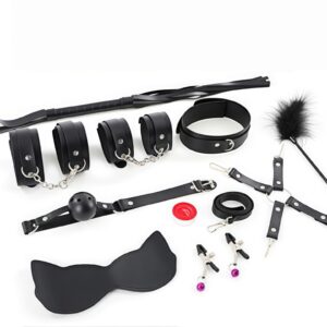 DSM Bondage Kit with Nipple Clamps & Restraint Cuffs for Couples