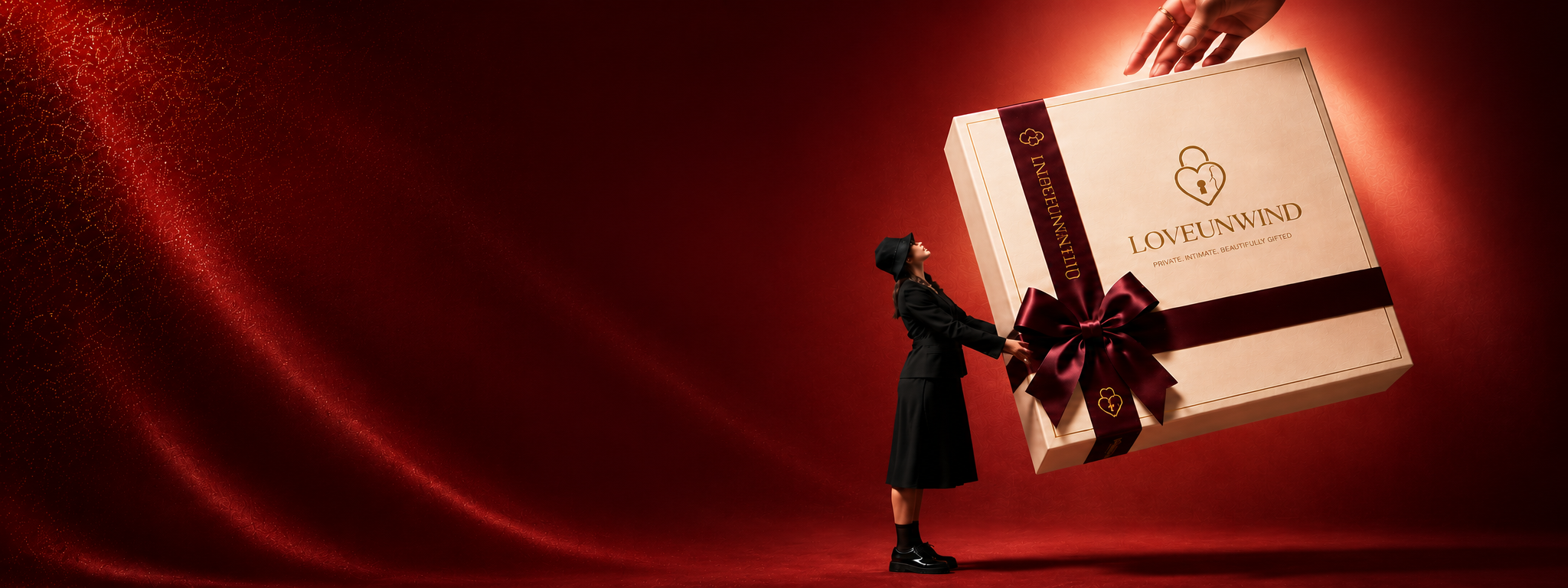 LoveUnwind luxury intimacy gift box presented by a couple